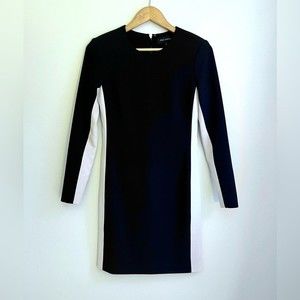 Elegant Black and White Long Sleeve Dress